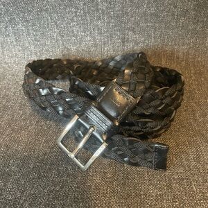 Tumi Braided Leather and Balistic Nylon Belt Black 42